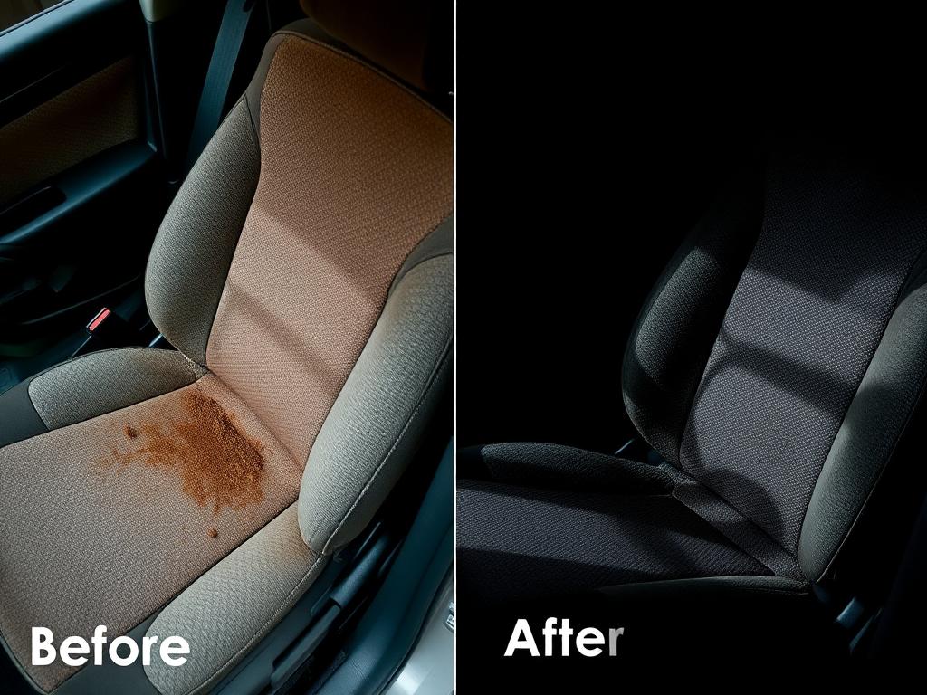 Car seat before and after deep interior cleaning